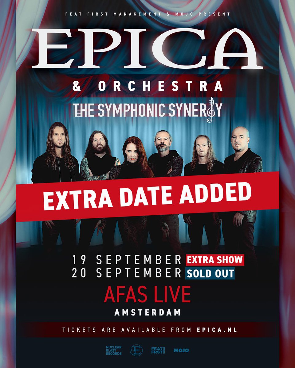 Thank you 🇳🇱Amsterdam🇳🇱! You sold out Friday's Symphonic🎻🎼Synergy show so quick that we had to add one Thursday due to popular demand—and at <a href="/AFASLive/">AFAS Live</a>, of course!

Tix on sale from 10 AM CET Friday. Who is coming to this? Anyone coming to both?
