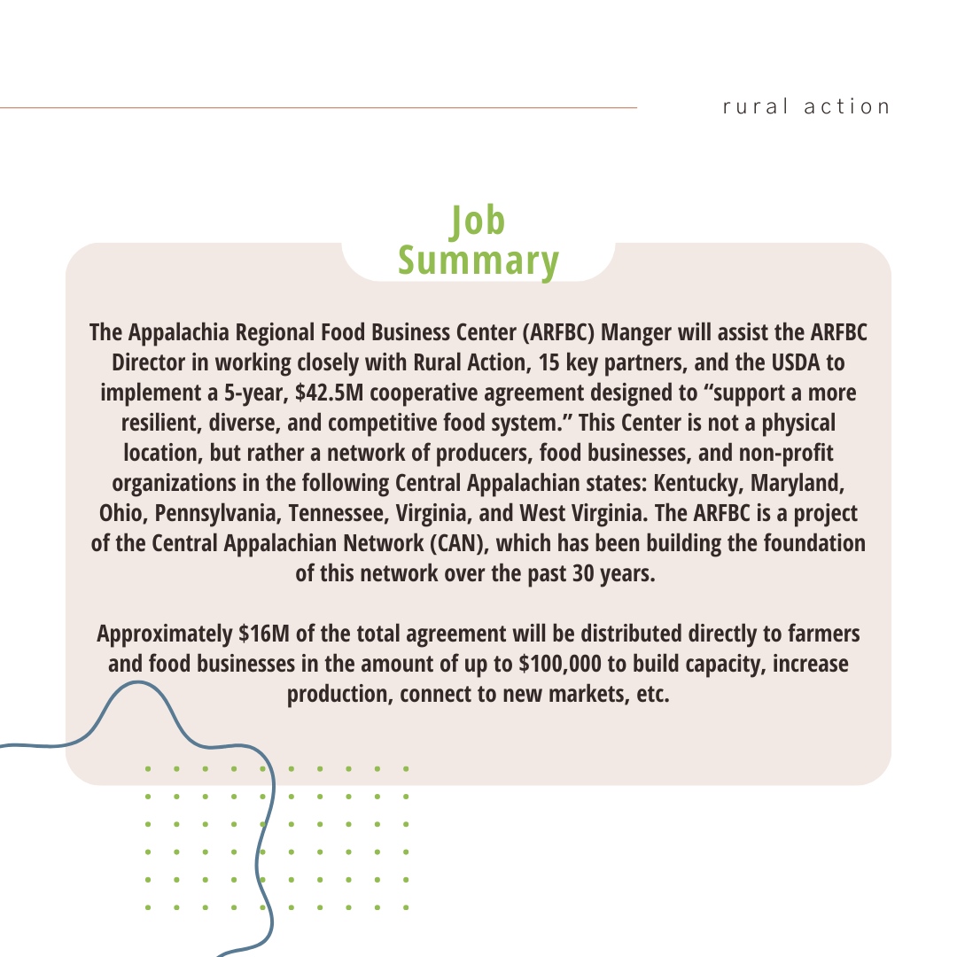 Rural_Action's tweet photo. Join our team as our Appalachia Regional Food Business Center manager! 

Help support a network of producers, food businesses, and non-profit organizations across many states to create a more resilient, diverse, and competitive food system in the region🍅

https://t.co/32LLpkmMBe https://t.co/m1goR9zB07
