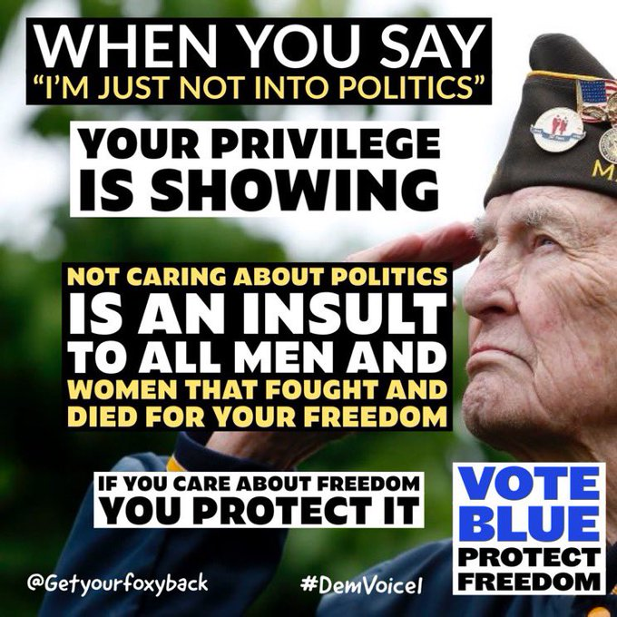 MurphyJenCubs's tweet photo. Unless you're trying to avoid fighting a maga relative on T'giving, please engage in political discourse and VOTE. If you don't know the issues LEARN them! Our democracy was NOT handed to US!
It was earned on the backs and bodies of millions who fought.
#VoteDamnit
#DemVoice1 https://t.co/M6PYKCtkrR