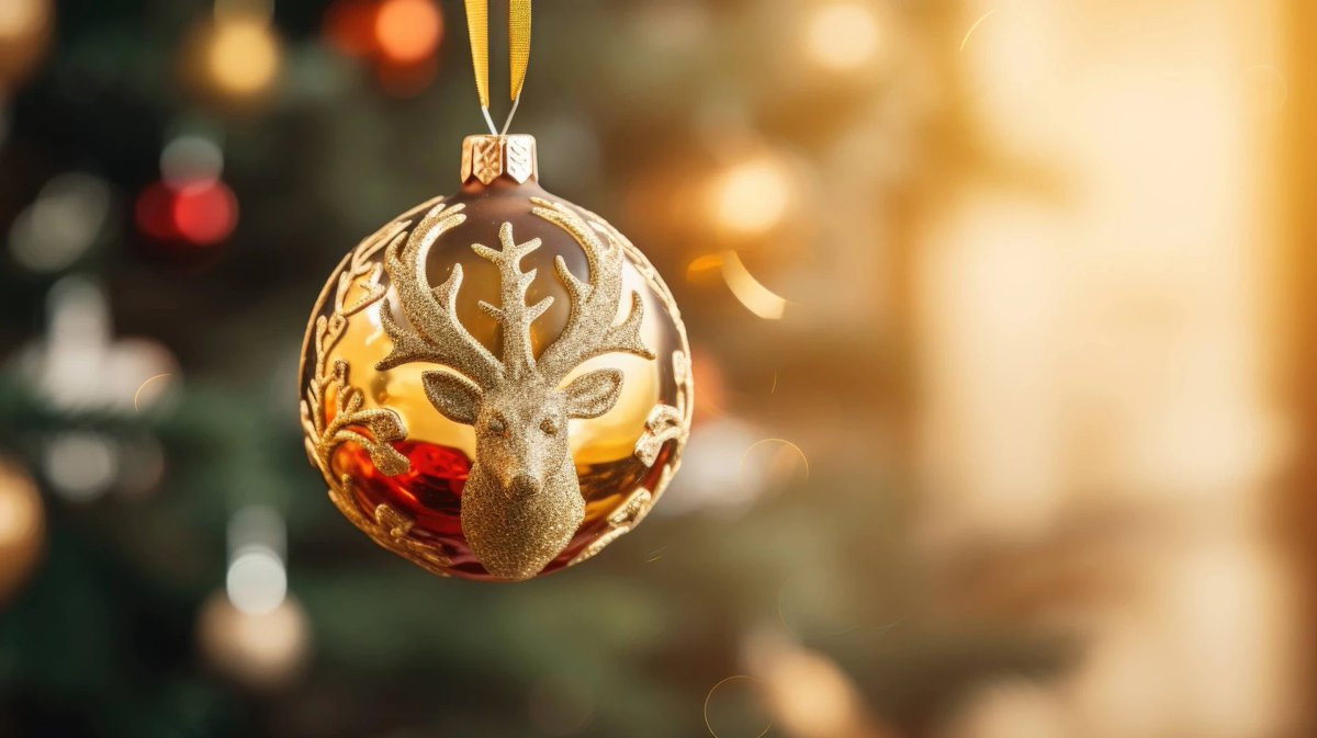 Check out this amazing AI-generated art! A reindeer ornament hangs on a Christmas tree, evoking nostalgia of childhood holidays. Can you believe this was created by artificial intelligence? #AIart #holidaynostalgia #Christmasornament