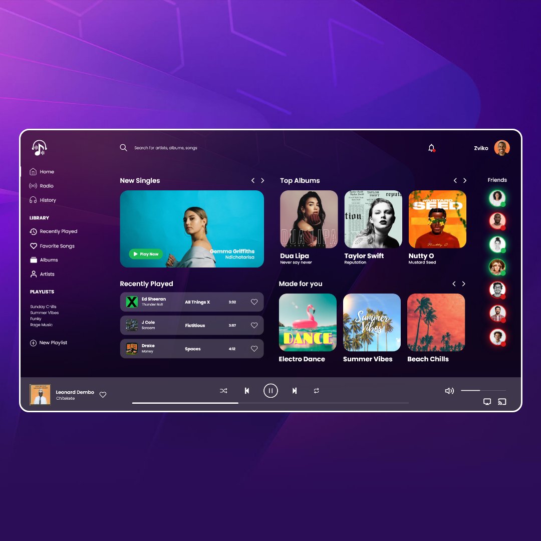 codewithzviko's tweet image. Music Streaming App Concept 

#webdesign #webdevelopment #ui #ux #websites #zimbabwe #harare #software #softwaredevelopment #figma #adobexd #webapps #mobileapps #musicapp #musicstreamingapp #streamingwebsite #music