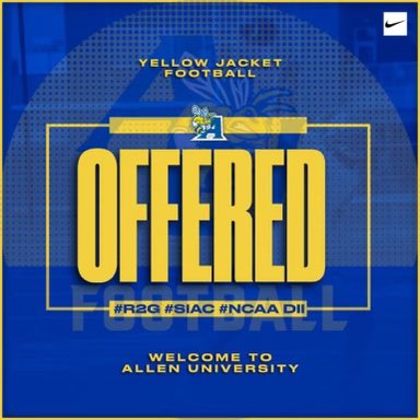 itsssmirr's tweet photo. #AGTG After a great conversation with @CoachMcRae77 I am blessed to announce that I have received an offer from Allen university. Thank you for the opportunity Coach ! @DariusR08981516 @WRAcademy1 https://t.co/ivY5UP0TGs
