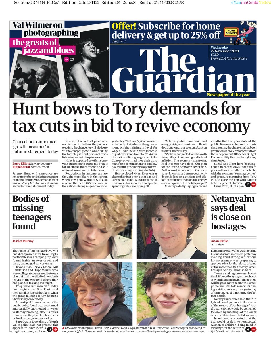 THE GUARDIAN: Hunt bows to Tory demands for tax cuts in bid to revive economy #TomorrowsPapersToday