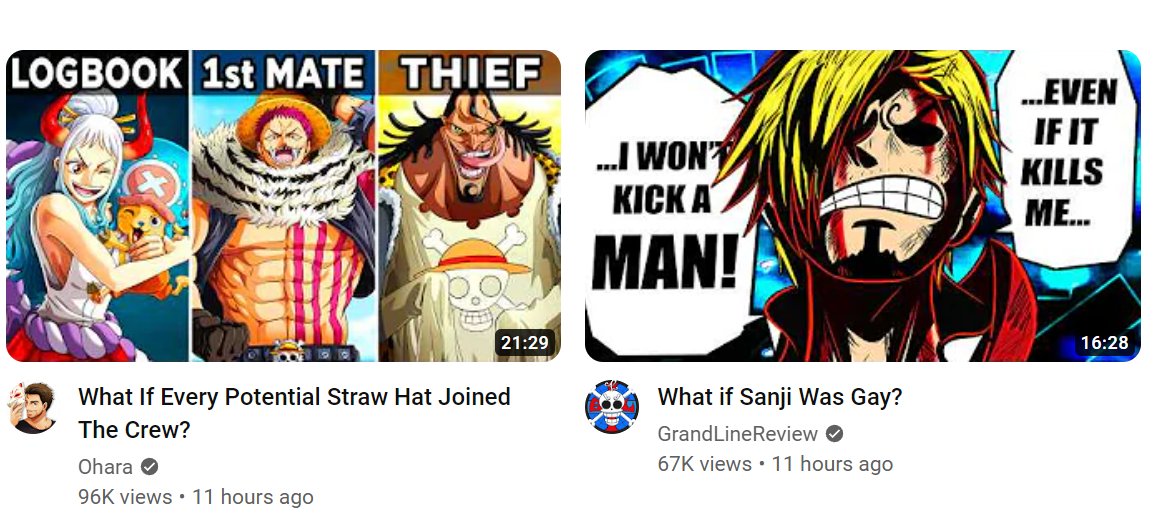 Tom_Marrs's tweet photo. The dichotomy of One Piece youtubers: https://t.co/jYLvXOB9r2