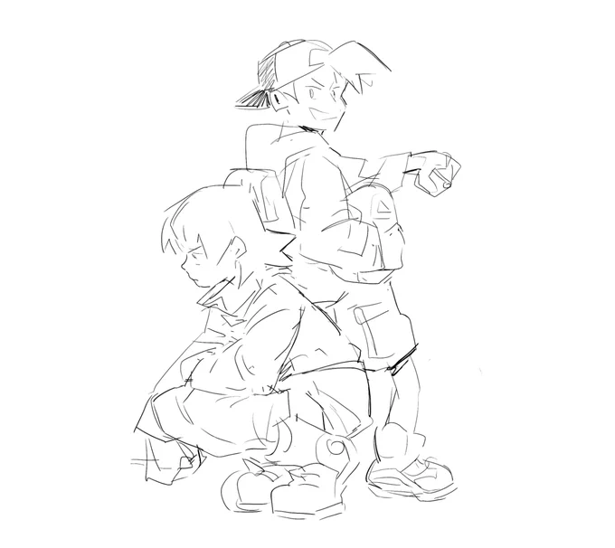 i love seeing ppl celebrating the g/s anniversary even though i have to work today i doodled the boys. silver was my first pkmn game! 