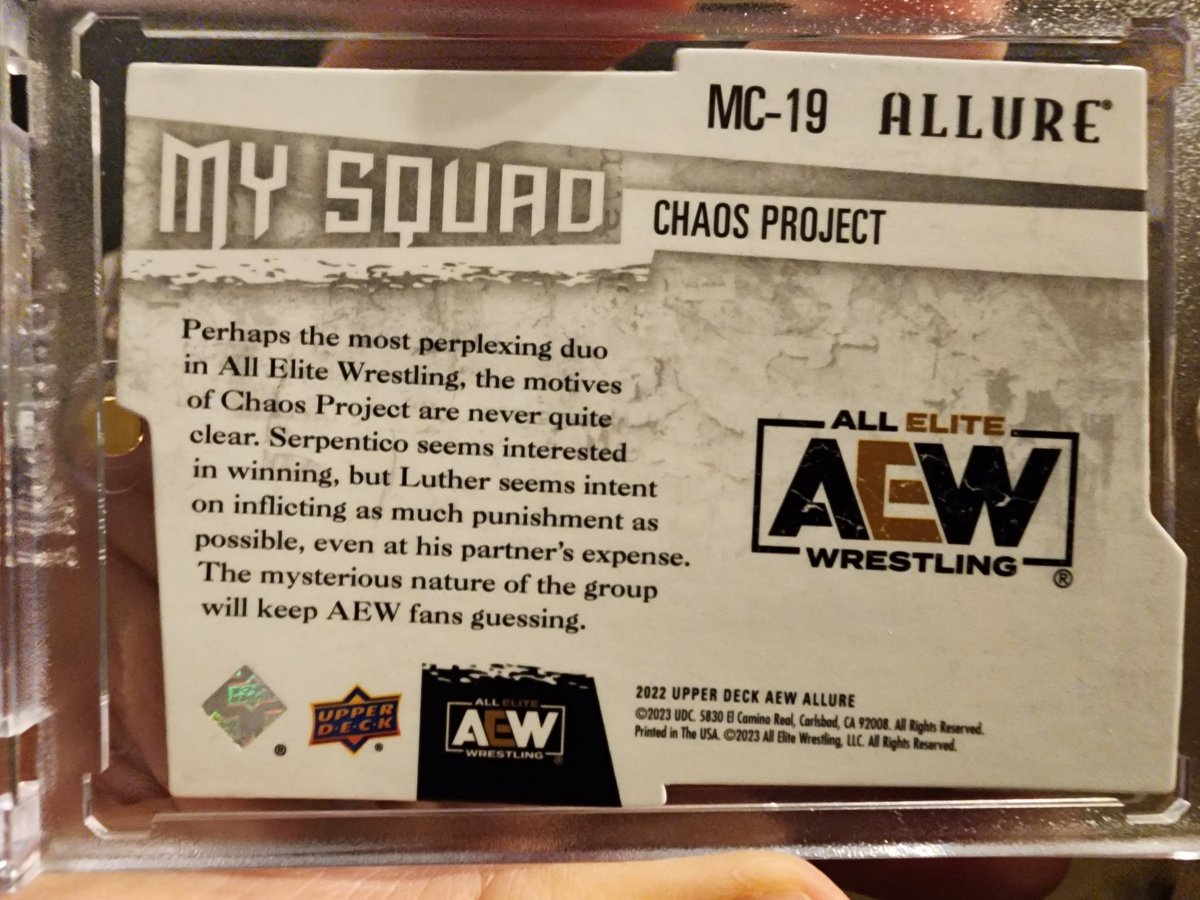 drscottkelly's tweet photo. 1st one of what will be dozens of the same card that I've bought #AEW #ChaosProject #UpperDeck #Allure @KingSerpentico https://t.co/4InC61xOry