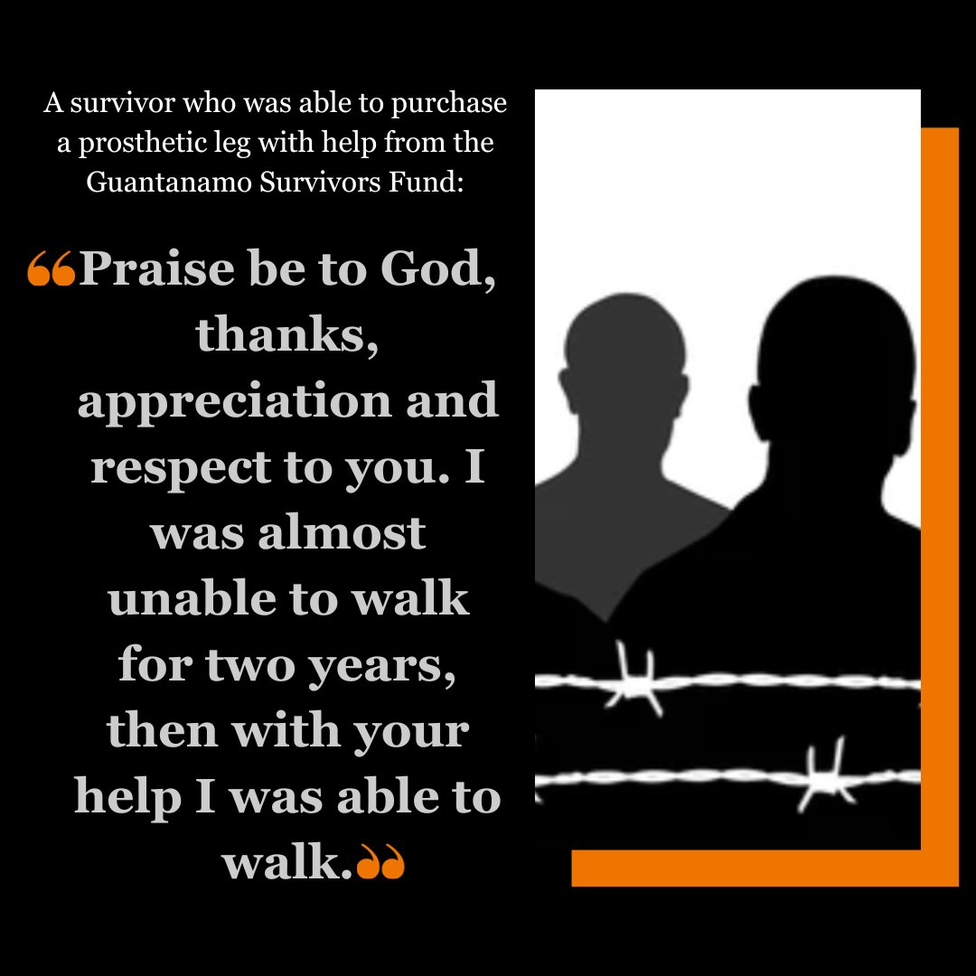 gtmofund's tweet photo. The  Guantanamo Survivors Fund has provided funds for prostheses, medical  care and prescription drugs, rent, and food for 29 Survivors and their  families.  Help us help more Guantanamo Survivors with your  tax-deductible donation today:  https://t.co/NmTQCHicQ8 https://t.co/PsMvYqhUxt