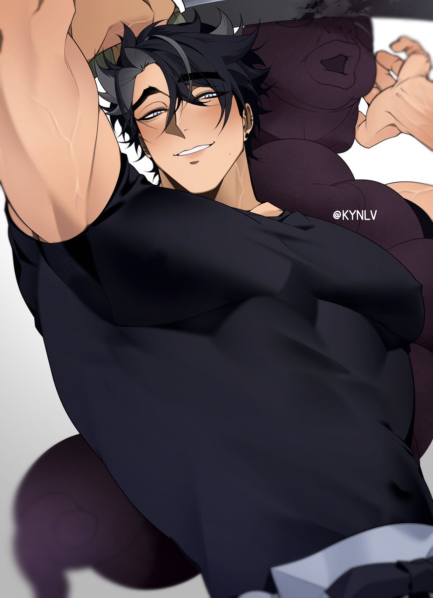 Kynlv1's tweet photo. wriothesley cosplays toji fushiguro (real)

#Wriothesley #genshinimpact #fanart #myart https://t.co/kfXw2YNApU