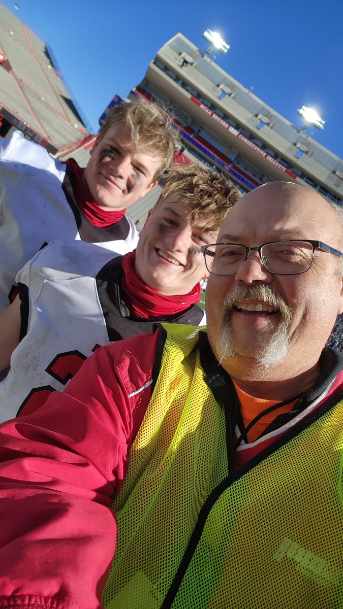 HuskerlandBob's tweet photo. This is what state champions look like. (and a broken down sports reporter...) @football_boone @HankHudson11 @ParkerBorer @TrentPatzel https://t.co/nxJLJ57Jbr https://t.co/1abHg6DzTP