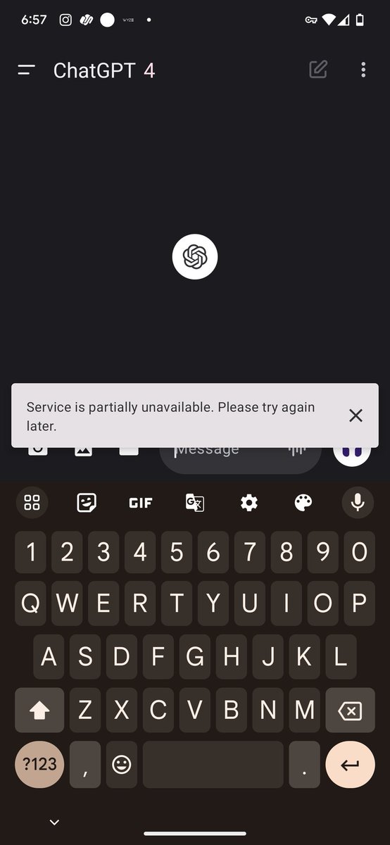 What's up <a href="/OpenAI/">OpenAI</a> ?  Problems with your service now?