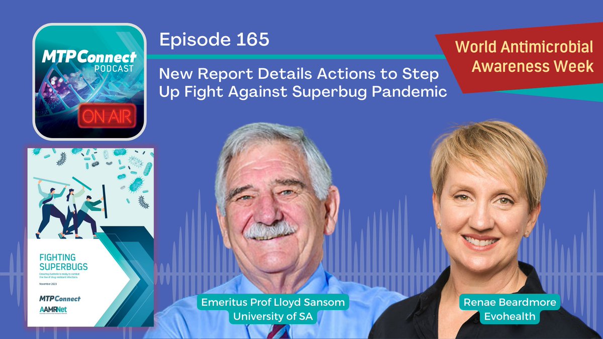 MTPConnect_AUS's tweet image. 🎧NEW PODCAST: It&apos;s #WAAW2023 &amp;amp; we chat to @AAMRNet_ @DrewaBow &amp;amp; authors of our new Fighting Superbugs Report @RenaeBeardmore &amp;amp; Prof Lloyd Sansom on taking practical steps now to fight the superbug pandemic &amp;amp; change how we fund &amp;amp; pay for novel antibiotics. bit.ly/47qbxz1