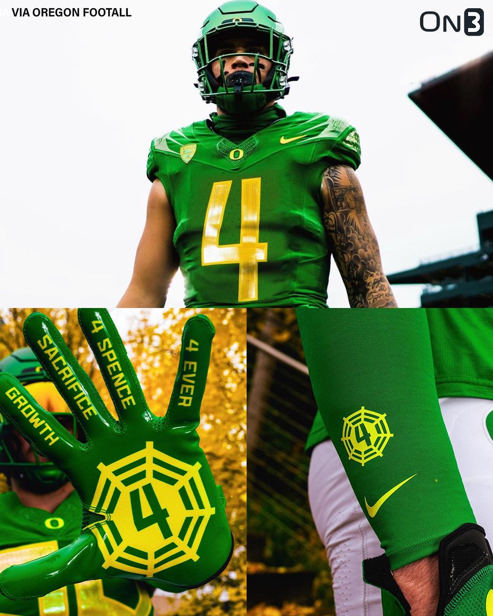 On3's tweet image. NEWS: Oregon is wearing a special uniform combo to honor Spencer Webb this weekend🙏

on3.com/college/oregon…