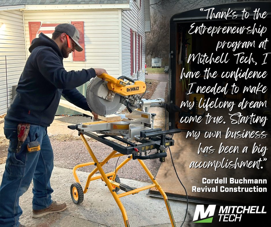 MitchellTech's tweet photo. National Entrepreneurship Day is the prime occasion to get enrolled in the #MTCEntrepreneurship program to make your dreams a reality! Apply now and avoid the $60 matriculation fee! Learn more: https://t.co/6hZ5QXg2TG #BeTheBest #MitchellTech #entrepreneurship https://t.co/QemOH55pGi