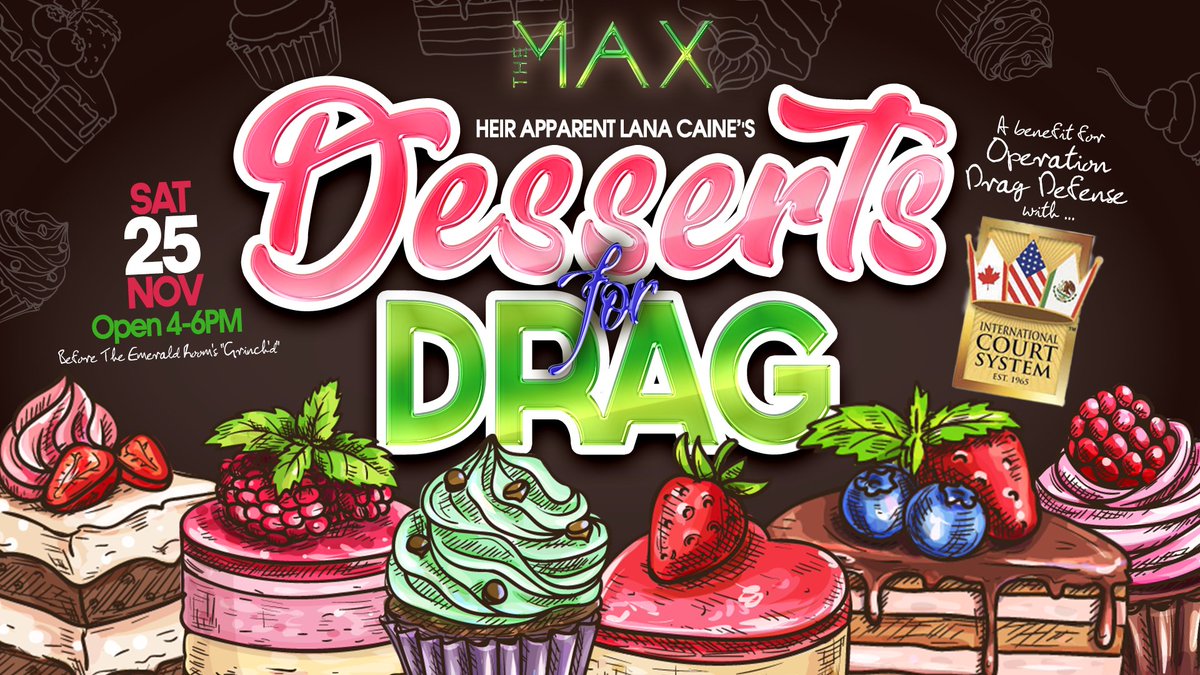 themaxomaha's tweet photo. WEEKEND LINEUP...Satisfy your sweet tooth and support the Drag Defense Fund this Saturday from 4 to 6PM!! At 7PM, it's The Emerald Room's Grinch'd - their version of a "Sue's-themed" Christmas. #dragshow #entertainment #party #weekendfun #clubbing #nightlife #omaha #lgbtq🌈 https://t.co/Bczc1fakL1