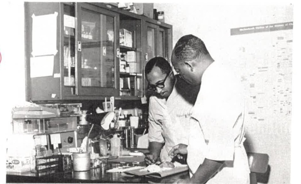 In 1965, Dr. Charles W. Johnson and Mr. Rudolph V. Smith examined the results of a guinea pig for an autopsy for evidence of systemic manifestations of anaphylactic shock.

#Research #Meharrians #BlackScientists