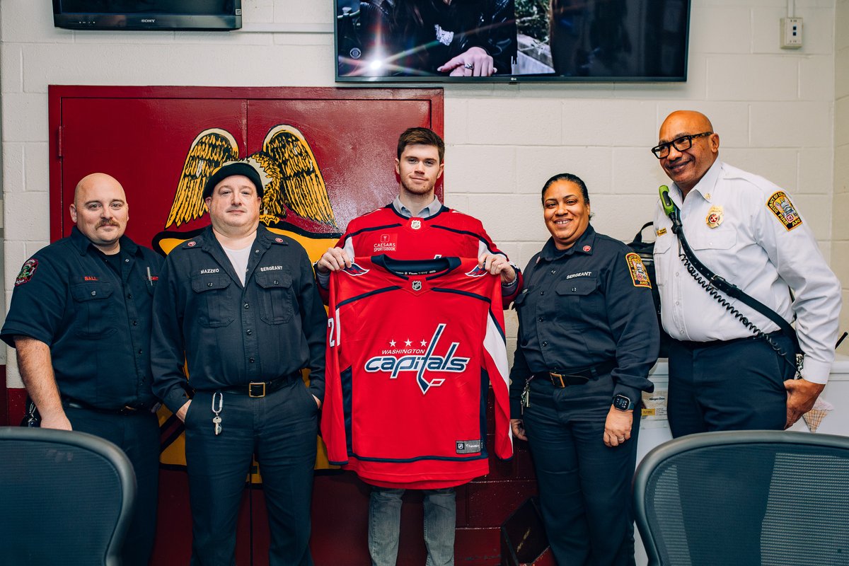 Capitals's tweet photo. Earlier this week, @JohnWaltonPxP was joined by @con91mcmichael in visiting a @dcfireems station near @CapitalOneArena.

The pair met with first responders, receiving a tour of the facility and sharing appreciation for their service to our community.

#ALLCAPS https://t.co/8w6uPp2cQK