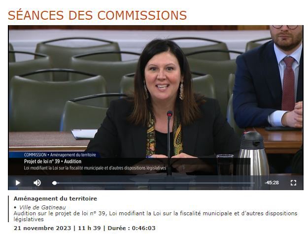 BelisleFrance's tweet photo. J’ai présenté aujourd’hui à Québec un mémoire @ville_gatineau sur le projet de loi 39 sur la #fiscalitémunicipale à l’@AssnatQc. J’espère des ajustements bénéfiques pour nos citoyens, en particulier dans le contexte du nouveau rôle de l'évaluation foncière. #PL39 #polmun #polqc https://t.co/8OY9HUPEJa