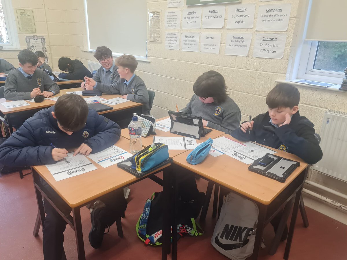 WexCBS's tweet photo. College Awareness Week 2023: 1st Year Heaney completing their college word search, crossword and thinking about & discussing their dream jobs #CAW2023 #nevertooearlytothinkahead #makingfutureplans https://t.co/dRtgXRbLzM