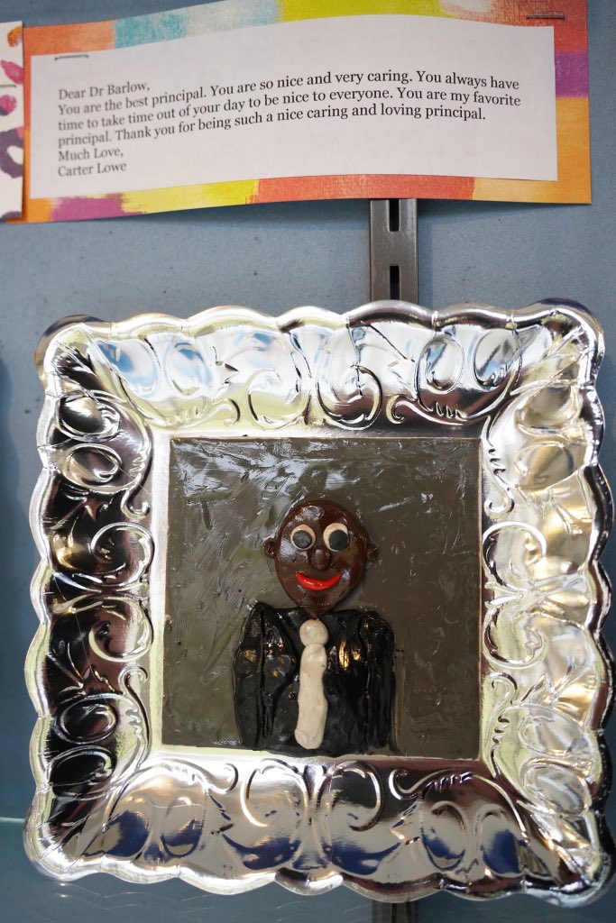 AuburnCityEdu's tweet photo. GALLERY OF GRATITUDE🖼️💙: Tricia Oliver’s art students at East Samford School created portraits of their teachers with letters of thanks attached! #ThankALTeachers 

Click the Link Tree in our bio to see more on #AuburnCitySchools Facebook or Instagram! https://t.co/zfPlCIulBK