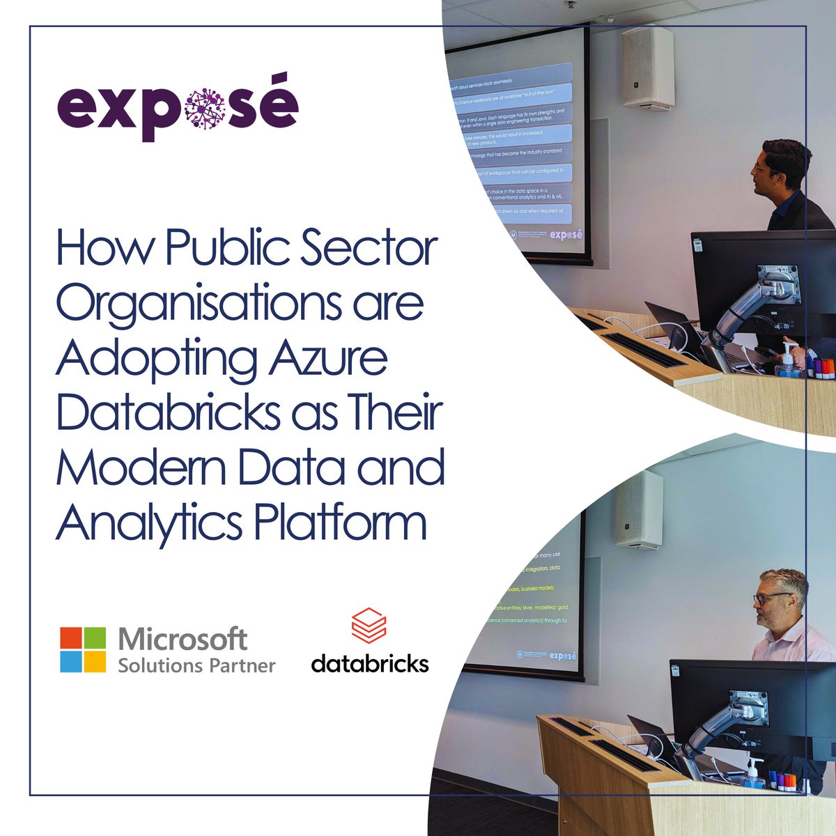 ExposeData's tweet photo. We're thrilled to share that this Monday, our CTO, Etienne Oosthuysen, had the honour of co-presenting with the @edu_sagov at the @Microsoft @Databricks event for Public Sector Organisations.
#exposé #exposéAI #wedodata #microsoft #Azure #databricks #AI #education #publicsector https://t.co/esYECYirKB