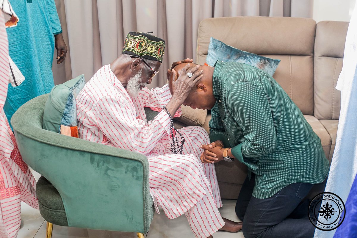 S_OkudzetoAblak's tweet photo. An auspicious, memorable, and manifoldly blessed day which my beloved North Tongu shall never ever forget.

It has been such a rare honour, an extreme privilege and profoundly inspirational hosting His Eminence, Sheikh Dr. Osman Nuhu Sharubutu, the National Chief Imam of the Republic of Ghana who insisted on personally visiting VRA-induced flood victims in my constituency, praying with them and making exceptionally generous donations.

The National Chief Imam's soothing message of Allah's bountiful blessings after any disaster was most uplifting, therapeutic and divinely reassuring. 

His Eminence led special prayers for all the displaced including senior citizens, mothers, children and other vulnerable persons in the 21 camps.

In addition to a massive donation of carefully selected relief items, the globally celebrated religious leader and oracle of peace made a cash donation of GHS70,000.00. 

The cash donation was promptly handed over to the Accountability Elders Council to support the construction of our alternative housing project.

May I render profuse personal appreciation to His Eminence for the special prayers and blessings — an act of kindness I shall cherish all my life. 

Our great nation is eternally grateful to Allah for the precious gift of this graceful, compassionate, peaceful, modest, caring, selfless, wise, distinguished and unifying religious leader par excellence. 

In this together, rising together. 🙏🏾