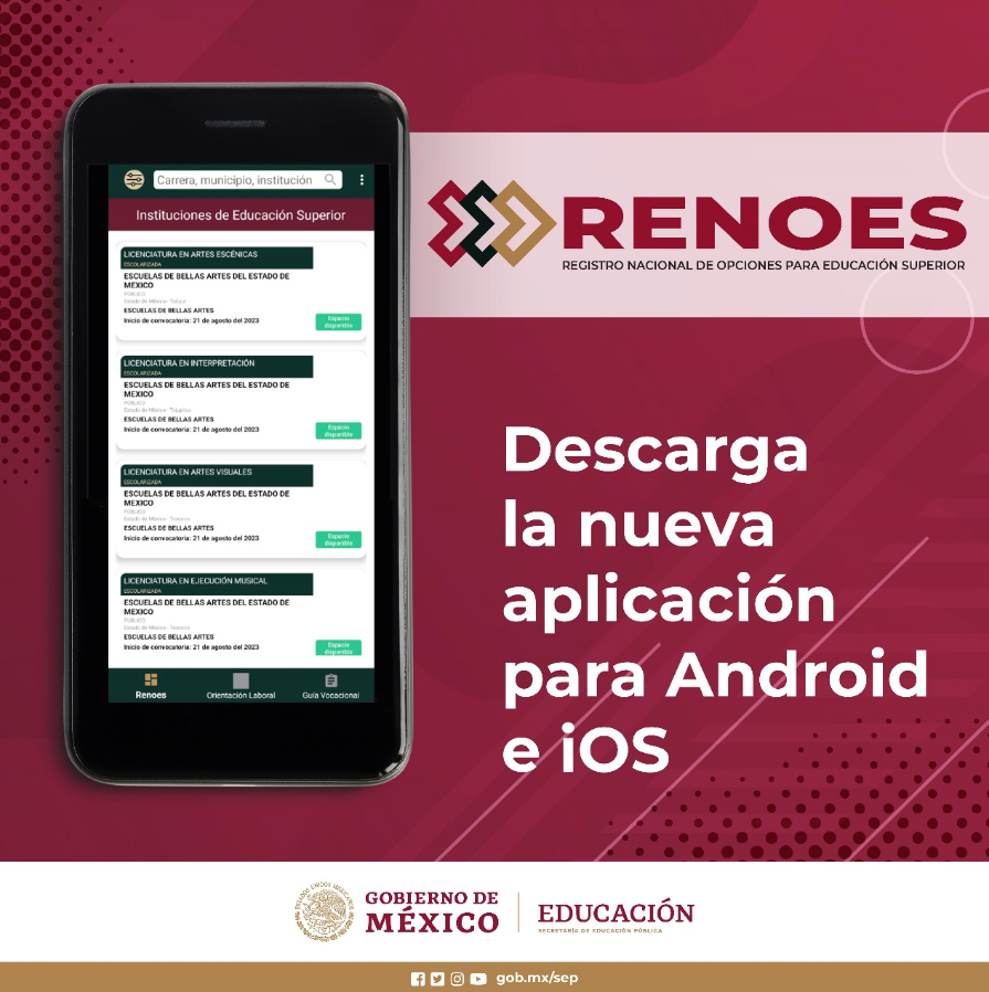 SEP_mx's tweet photo. 📲Consulta toda la oferta educativa de tipo superior a nivel nacional, así como fechas de convocatorias y requisitos de ingreso.

Descarga la app:
ANDROID👉https://t.co/9M3VeDh9Jl
IOS👉https://t.co/fbkT0OEiBx

#RENOES #TúDecides https://t.co/TgqAmaszLK