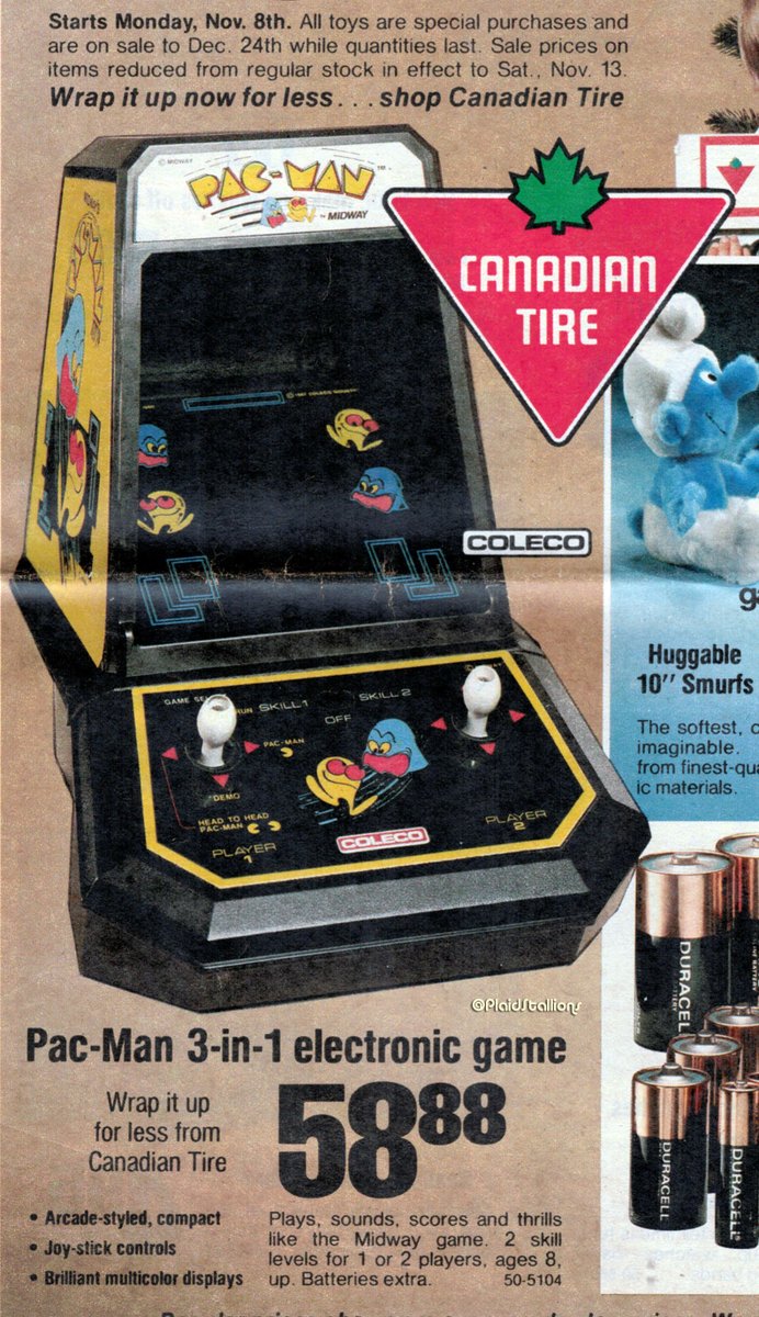 Plaidstallions's tweet photo. Highlights from the 1982  Canadian Tire Flyer. Really fun toy coupons from the past, more here:
https://t.co/TOE0Rw8e2z
#spacelego #remco #adventurepeople #pacman https://t.co/KKBZdpQl2a