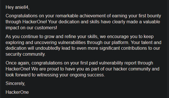 Aniell44's tweet photo. @Hacker0x01 @discord thank you all so much, my report wasn't that special yet i got so much, love you all <3 :) https://t.co/owcMFFAPLB
