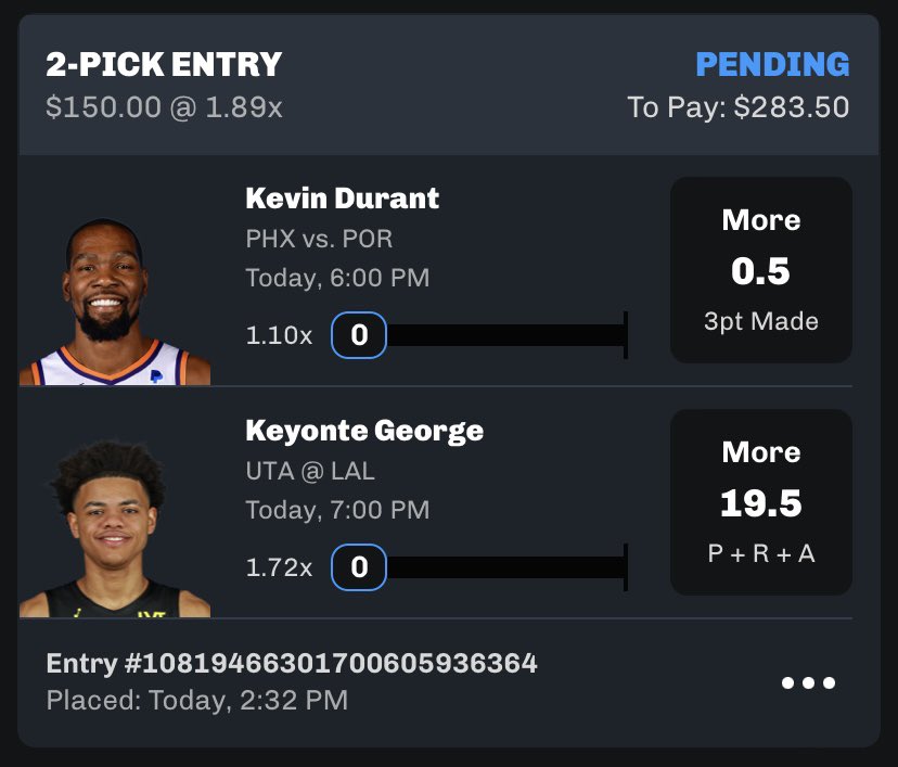 wryce2x's tweet photo. GET READY, TIME TO EAT GANG. ๐ฝ๏ธ
If you downloaded Chalkboard and riding with ya boy. LOCK IN ๐
- Kevin Durant Flash Sale o 0.5 3PT
- Keyonte George o 19.5 PRA
#2XPicks #BettingX #BettingTwitter #PlayerProps #ChalkBoard #PrizePicks #Underdog #NBA https://t.co/sBwZKVRbRg