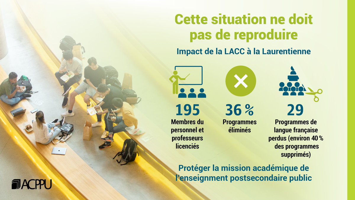 CAUT_ACPPU's tweet photo. L’ACPPU se réjouit de l’annonce faite dans l’#ÉnoncéÉconomique que le gouvernement modifiera les lois d'insolvabilité fédérales afin d’exclure l’#EPSCan. Ces modifications réduiront les conséquences négatives lors de restructuration d’entreprise, comme à la Laurentienne. https://t.co/eguBil77P6
