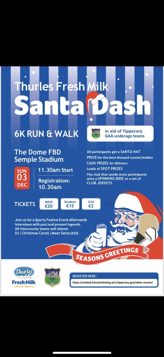 ReviveNenagh's tweet photo. Tipp GAA Santa Dash 🎅🏻🏃‍♀️ 

We’re delighted to be offering our Compression Boot service at the Tipp 6km in Thurles on Dec 3rd. 

We will be set up at the dome with our Normatec boots ready to help you relax and recover after the walk / run. 

A 20 minute treatment for just €10. https://t.co/Up10uvLiiA