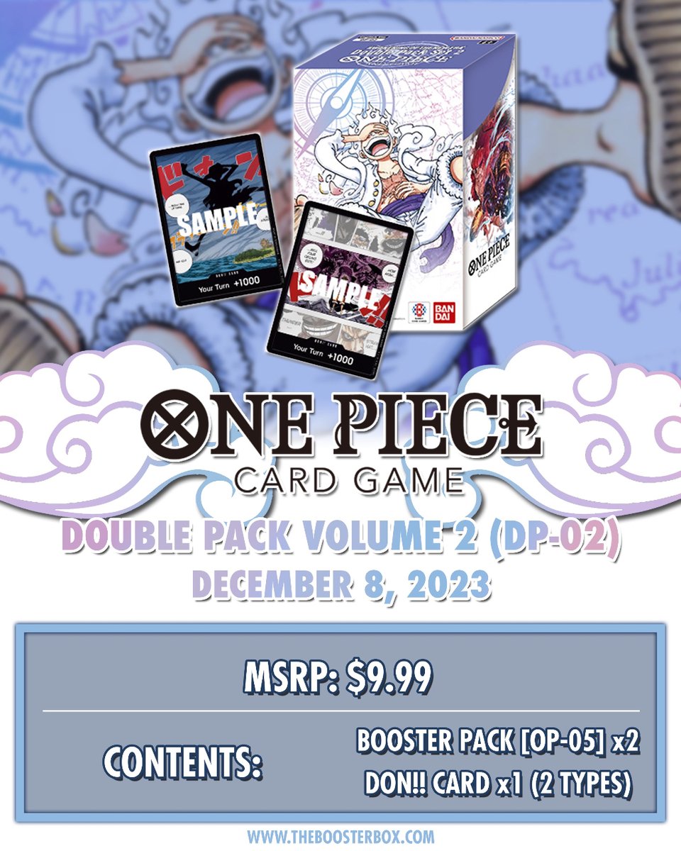The new One Piece double packs are almost here! Get ready to stop by and snag yours when they come out on December 8th

#onepiece #onepiecetcg #virginiabeach #hamptonroads #hamptonroadsva #tcg #tradingcards #tradingcardsgame #tradingcardsforsale #virginia #doublepack