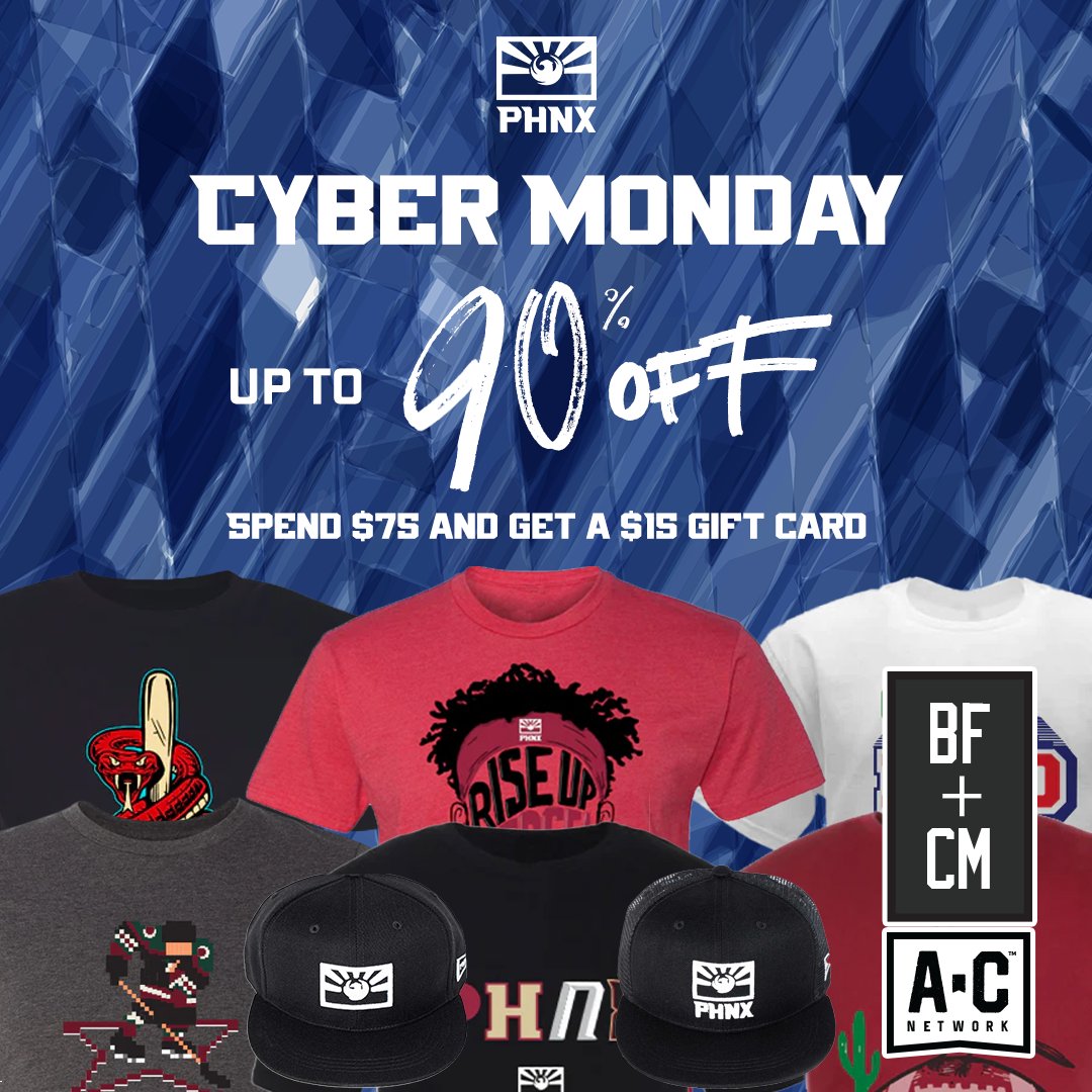 ▪️ PHNX CYBER MONDAY SALE ▪️ It's your 🚨LAST CHANCE 🚨to get in on our AMAZING deals at the PHNX Locker! Get up to 90% off the entire store, AND a $15 gift card when you spend $75! 𝐒𝐇𝐎𝐏 | phnxlocker.com
