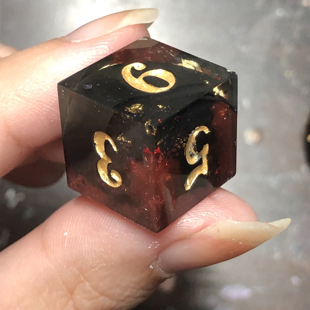 HealersHug's tweet image. Admon’s Luck dice set ready for the shop update tomorrow November 22 at 4pm PT. This set has both black lace and black feathers but unfortunately with the black in black lost the definition i was looking for. Still a beautiful set. 
#handmadedice #dice #dnd #ttrpg #dicemaker