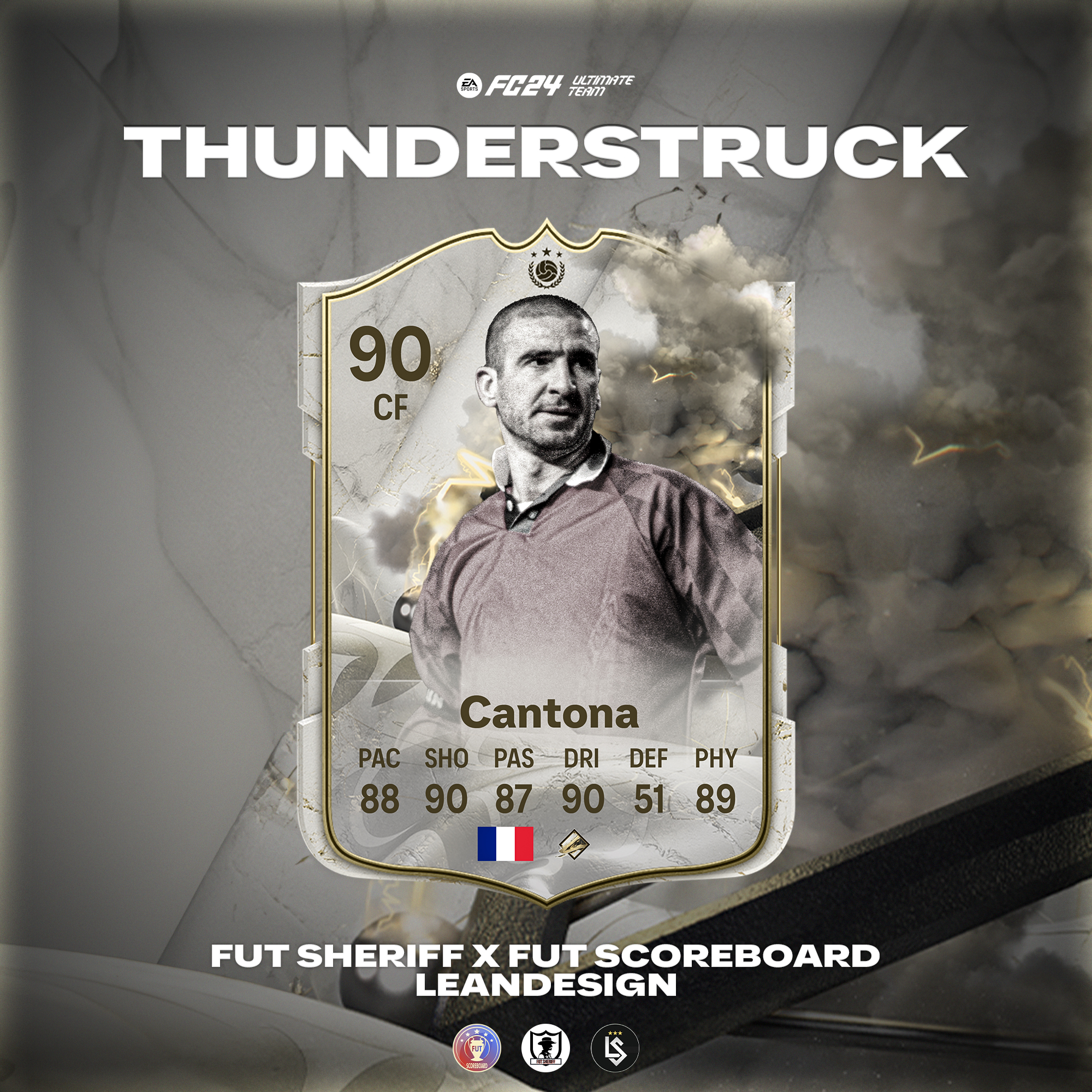 Fut Sheriff on X: 🚨Cantona 🇫🇷 is coming as THUNDERSTRUCK ICON player  soon!🔥 He will be based on Man. Utd performances! Make sure to follow  @FutSheriff @Fut_scoreboard @LeanDesign_ ! #fc24  /