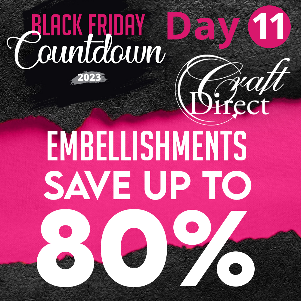 DON'T let your projects be bland! Embellish it with style and savings! Be it scrapbooking, card making, home decor, and more. All up to 80% off! TODAY ONLY‼️ 
Click here: ow.ly/WJGw50Q9Iy7
#Craftdirect #Blackfriday #Crafting #Deals #Embellishments #Savings