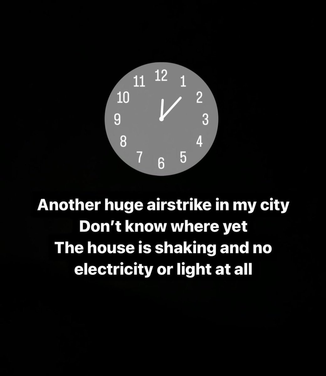 motazazaiza9's tweet image. Multiple air strikes on different places in the middle area where I am. 
The house is shaking and no electricity or light at all.