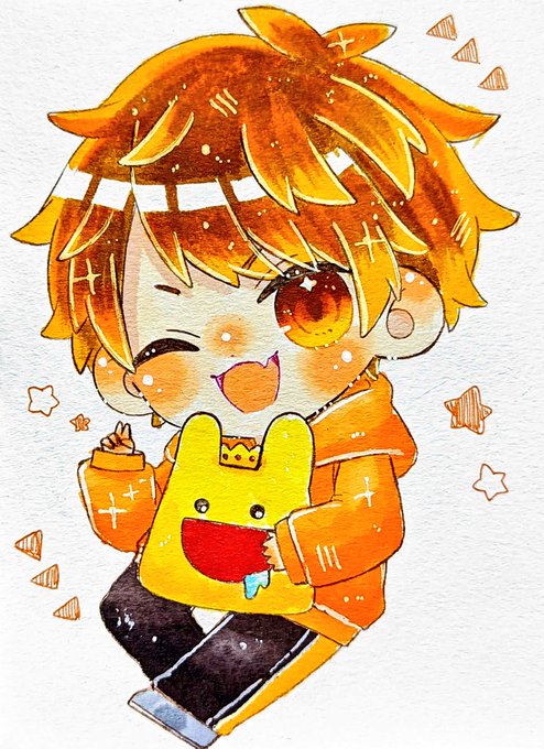 「orange hair yellow hoodie」 illustration images(Latest)