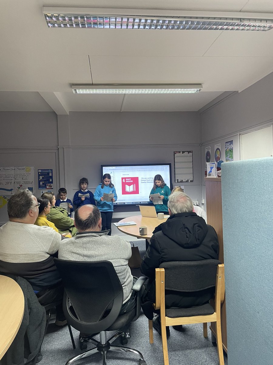 Well done to Miss Milligan and some of our Eco Committee for sharing their current action plan for improving our school grounds with our Parent Council. #GlobalGoals 🌍 <a href="/newelginprimary/">Elaine Milne</a>