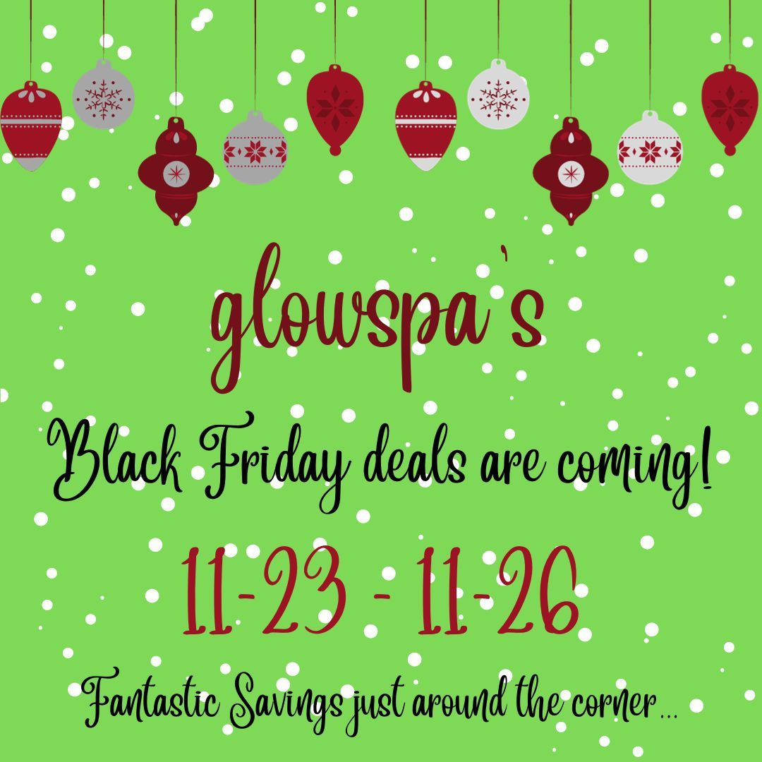 glowspa's Black Friday sale offers amazing relaxation deals. The sale starts at midnight on Turkey Day and lasts until midnight on Sunday. Treat yourself or surprise a loved one with our exclusive offers. Don't miss this chance for self-care. #BlackFridayDeals #RelaxationSale