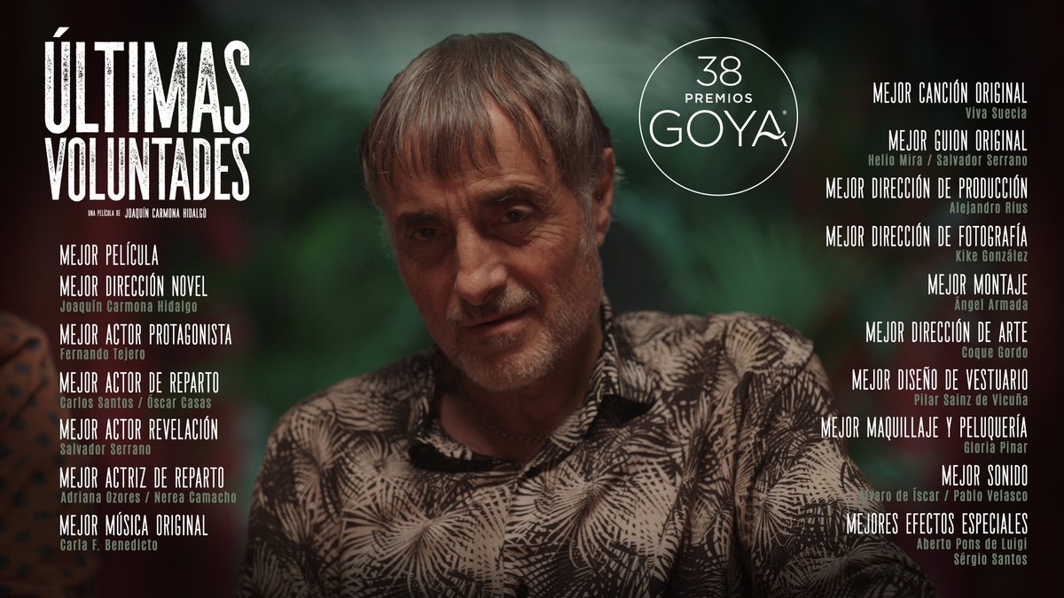 Estas son las 19 candidaturas a las que optamos en los premios Premios Goya de la Academia de Cine‼️🤞

#PremiosGoya #premiosgoya2024 #sigamossoñando #ultimasvoluntadespelicula
