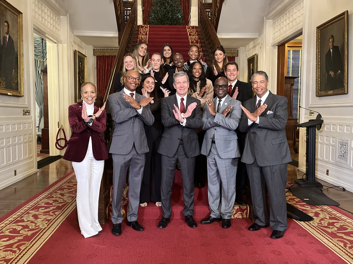 NCCU's tweet photo. #NCCUCommunity | Congratulations to the NCCU Women's Tennis team. Today, the team was recognized for their HBCU National Tennis Championship win during a reception hosted by Governor Roy Cooper at the Executive Mansion. | #NCCUAthletics #EaglePride #HBCU | @NCCUAthletics @NCCUWT https://t.co/S7taXkiLxn