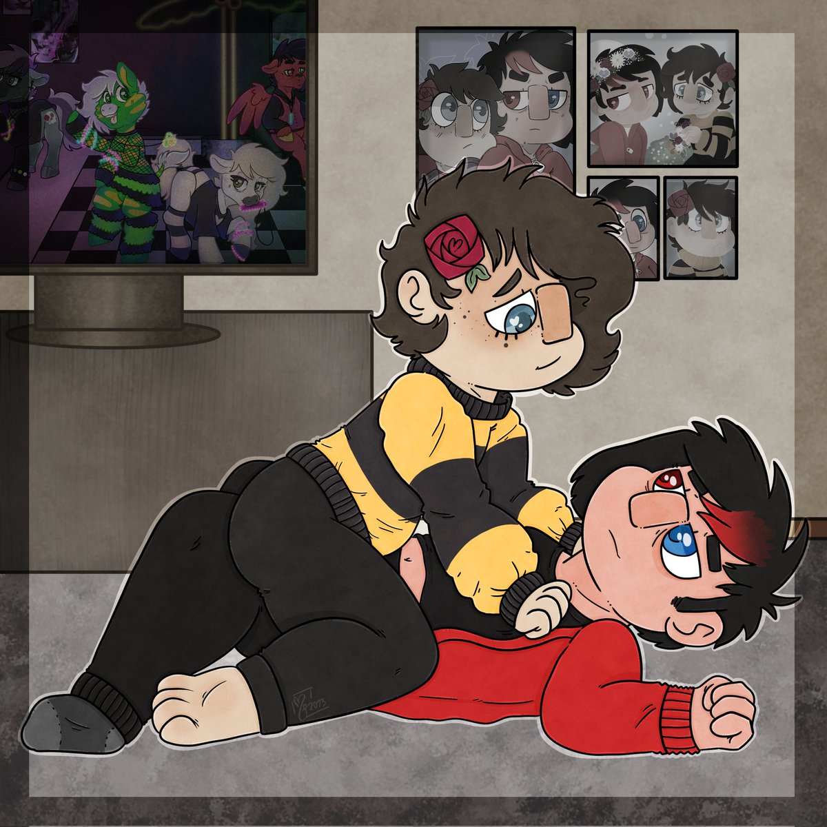 Corpsepicker's tweet photo. Gotcha ! #oc #digitalart #chibi #couple #art https://t.co/uiSPbeRjC1
