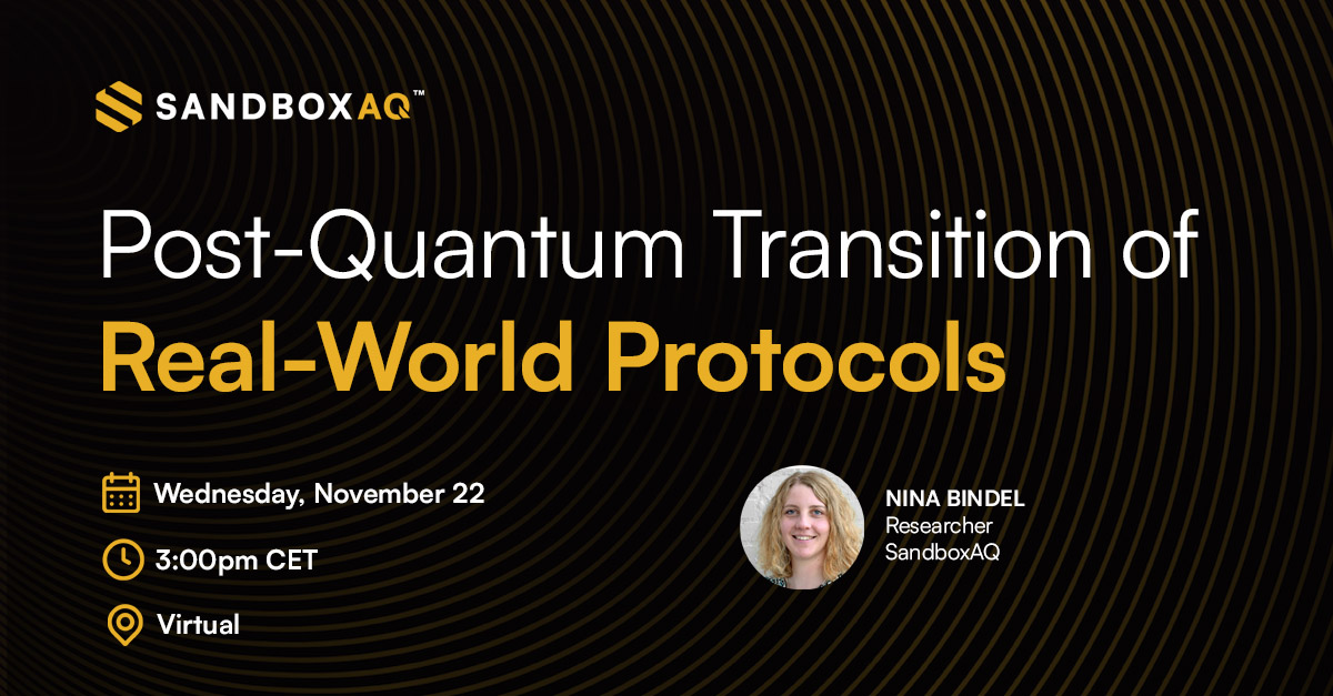 Tomorrow, SandboxAQ's @NinaBindel joins the first WinC Seminar with her session, 'Post-Quantum Transition of Real-World Protocols' (3pm CET). Attend to learn about PQC and migrating protocols to ensure post-quantum security: bit.ly/3MVjjbU #PQC #WomenInStem