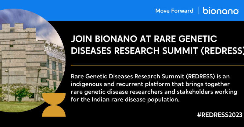 bionano's tweet photo. Bionano's CMO, Dr. Alka Chaubey, will be speaking at the upcoming Rare Genetic Diseases Research Summit (REDRESS), in Bengaluru, India. For more information, visit: https://t.co/GAbT9dpb1z #REDRESS2023 @TIGS_India @ORDIndia @ICMRDELHI https://t.co/WdiCYOiQBh