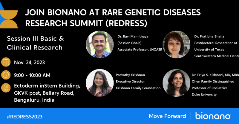 bionano's tweet photo. Bionano's CMO, Dr. Alka Chaubey, will be speaking at the upcoming Rare Genetic Diseases Research Summit (REDRESS), in Bengaluru, India. For more information, visit: https://t.co/GAbT9dpb1z #REDRESS2023 @TIGS_India @ORDIndia @ICMRDELHI https://t.co/WdiCYOiQBh