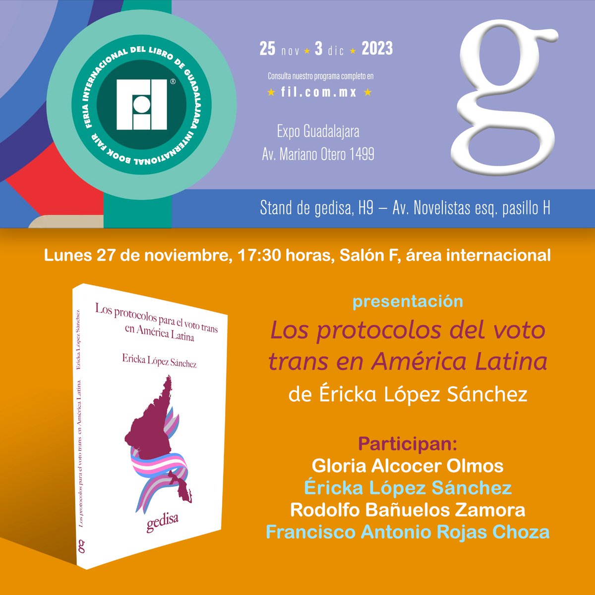 💥💢Nuevo libro 📖🏳️‍⚧️ nos vamos 📚FIL de Guadalajara. 📆27 de noviembre 🕥17:30 @gloriaalcocer @rojaschoza