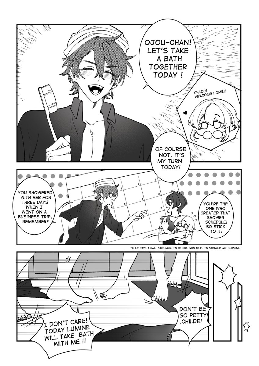 Bibiderabbi's tweet photo. Just a short strip I drew in my free time.
#Chilusca #Lumine #Childe #Scara https://t.co/gY1v0w79yu