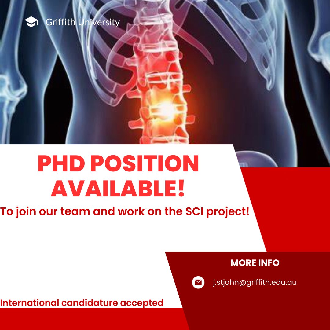 📢 Join our team! We are searching for a talented PhD candidate to work on an exciting project funded by the Medical Research Future Fund. The project focuses on generating cellular nerve bridges for spinal cord injury treatment. 👉 For EOI: j.stjohn@griffith.edu.au