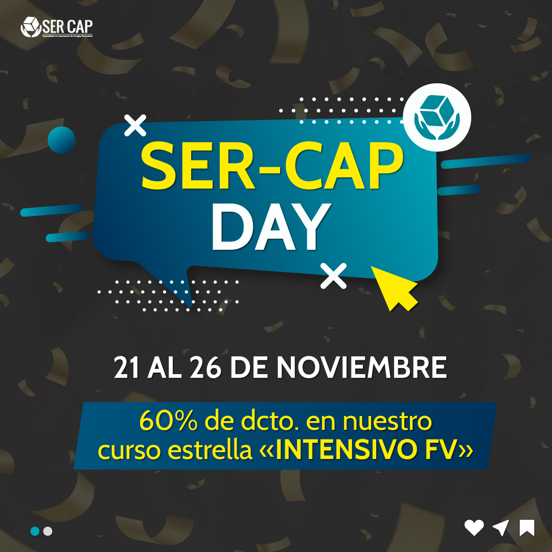 sercapERNC's tweet photo. #SERCAPDay 60% de descuento en nuestro curso "Intensivo Solar Fotovoltaico"   Sólo hasta el 26 de noviembre #CyberDay  #BlackFriday https://t.co/zr1pQ49mbq